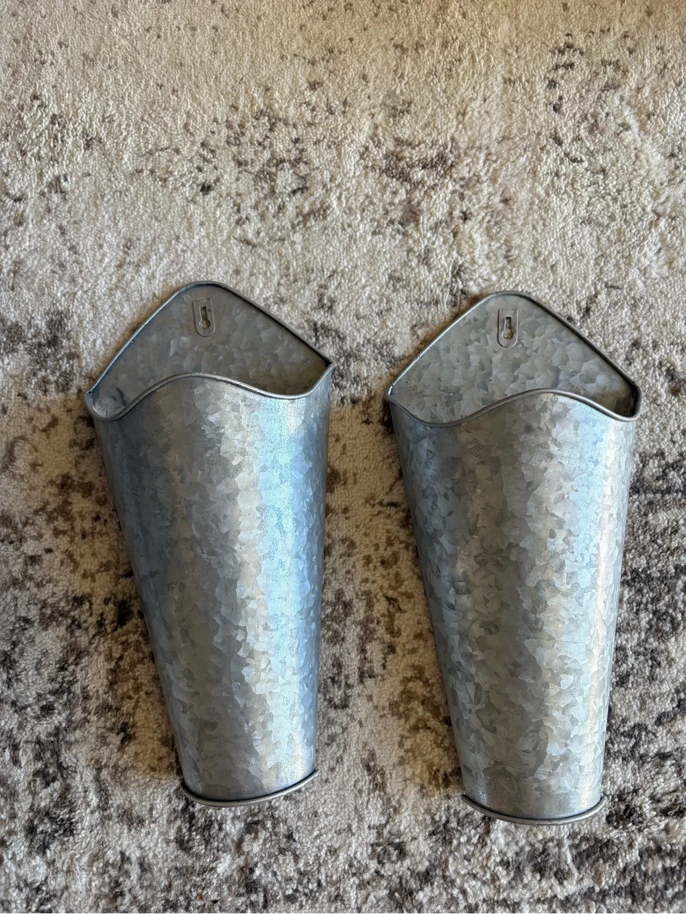 Galvanized Metal Wall Pocket Planter - Pair